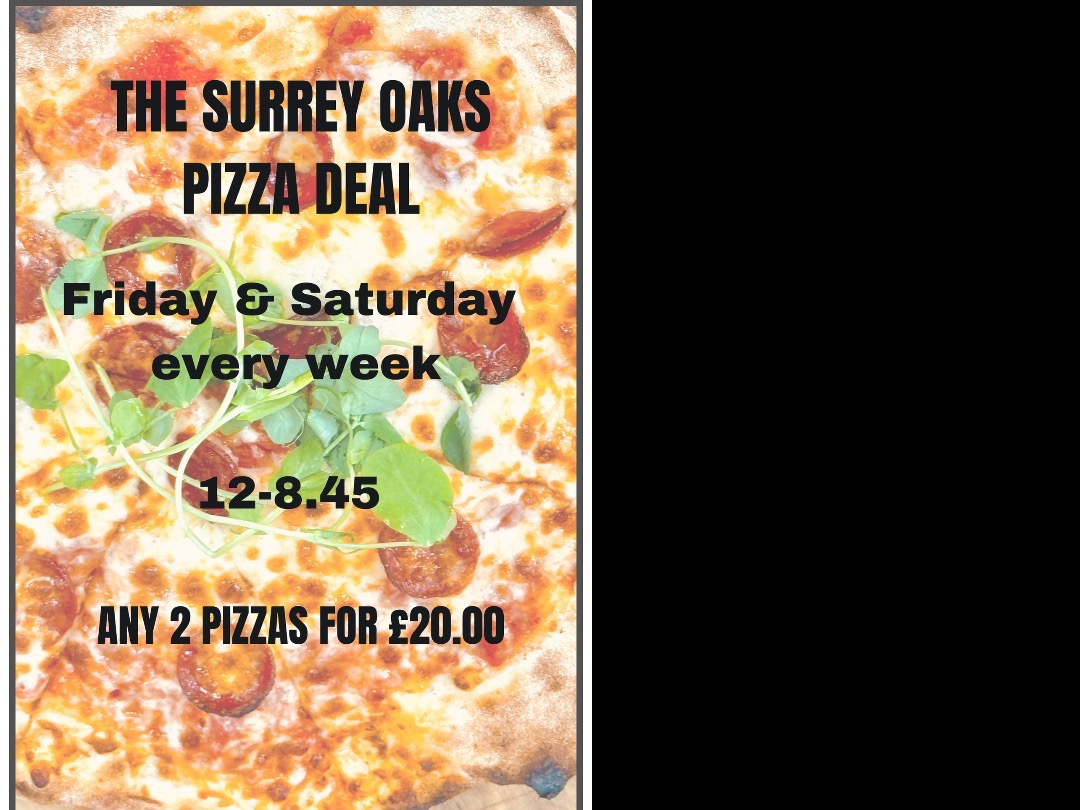 2 for £20 Pizza night every Friday and Saturday